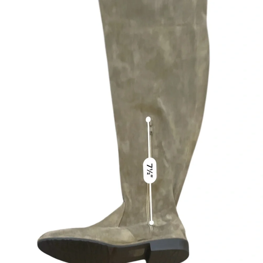 Jacobies over knee high taupe tan suede boots 8.5 inner zip synthetic lining - Picture 13 of 16
